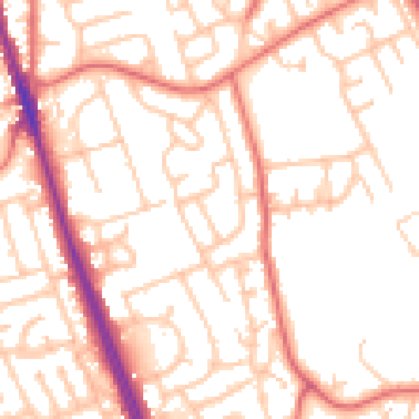 Daytime road noise heatmap for NE9 6NR
