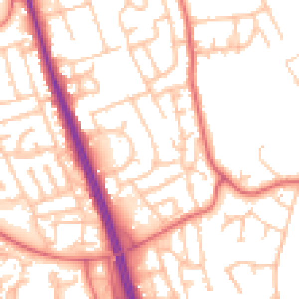Daytime road noise heatmap for NE9 6PP