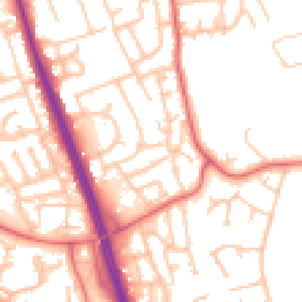 Daytime road noise heatmap for NE9 6PQ