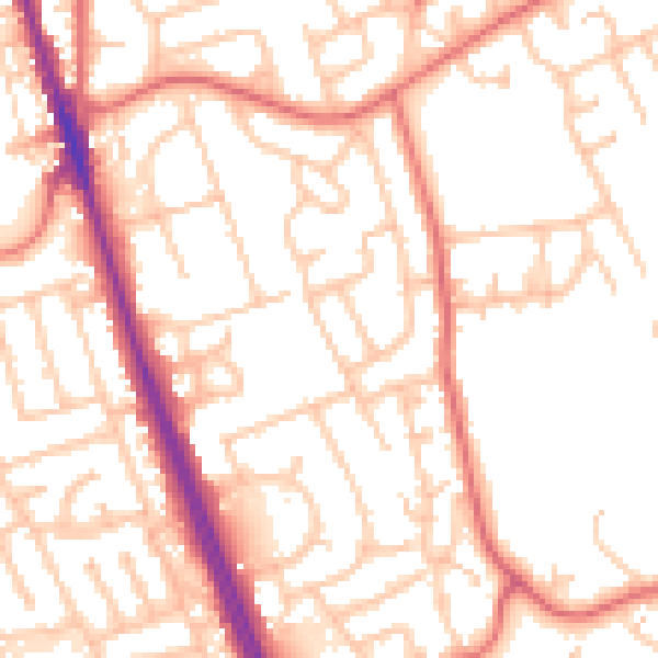 Daytime road noise heatmap for NE9 6PS