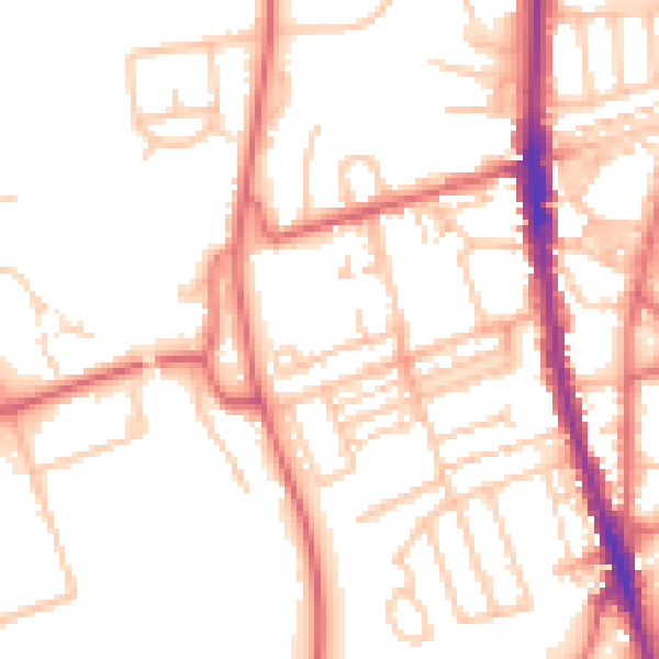 Daytime road noise heatmap for NE9 6QH