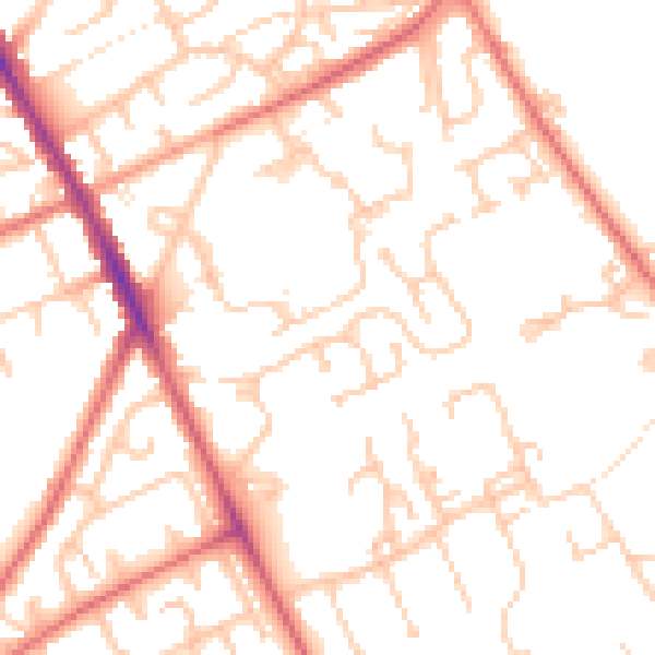 Daytime road noise heatmap for NE9 6RH