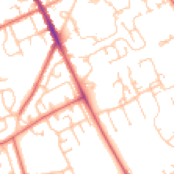 Daytime road noise heatmap for NE9 6RQ