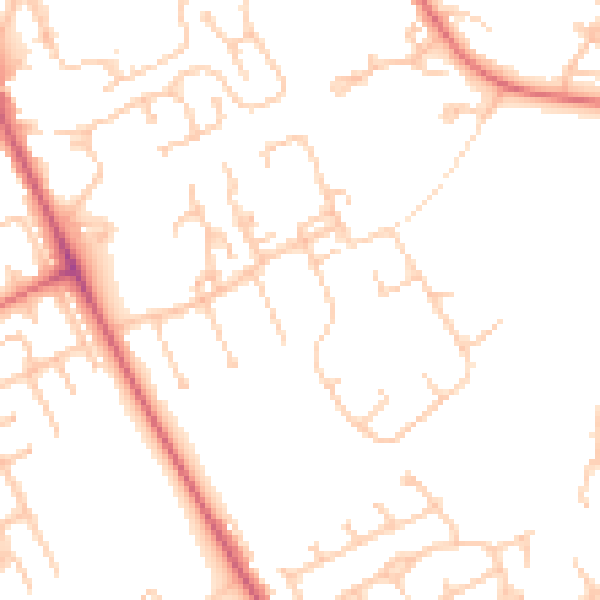 Daytime road noise heatmap for NE9 6RU