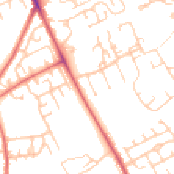 Daytime road noise heatmap for NE9 6RX