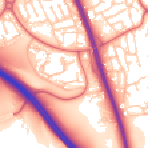 Daytime road noise heatmap for NE9 6SG