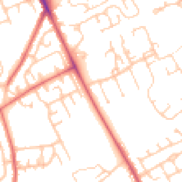 Daytime road noise heatmap for NE9 6SW