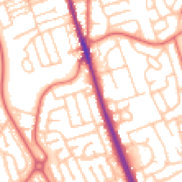 Daytime road noise heatmap for NE9 6UR