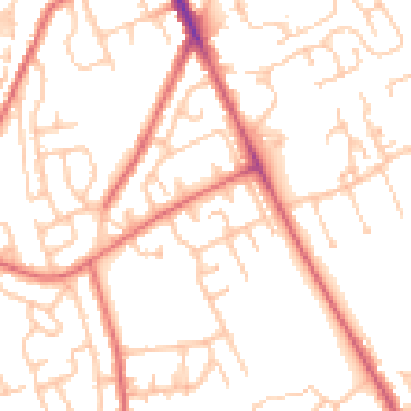 Daytime road noise heatmap for NE9 6YS