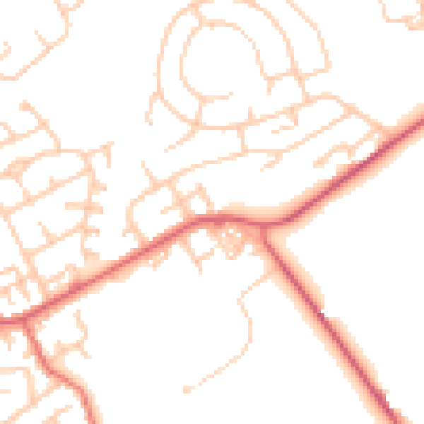 Daytime road noise heatmap for NE9 7AB