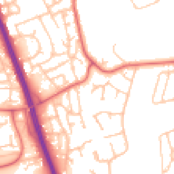 Daytime road noise heatmap for NE9 7AF