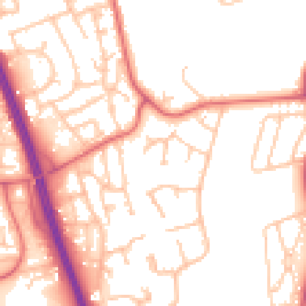 Daytime road noise heatmap for NE9 7AW