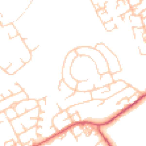 Daytime road noise heatmap for NE9 7DN