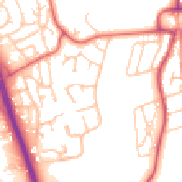 Daytime road noise heatmap for NE9 7DW
