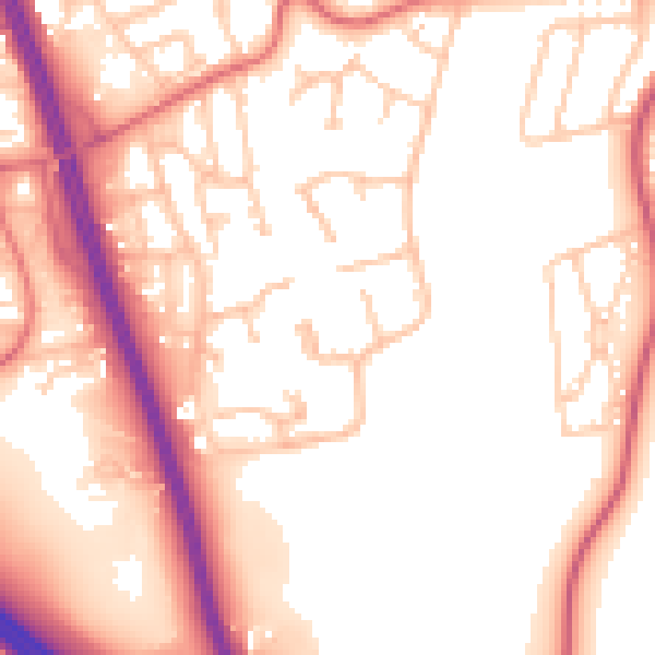 Daytime road noise heatmap for NE9 7ED
