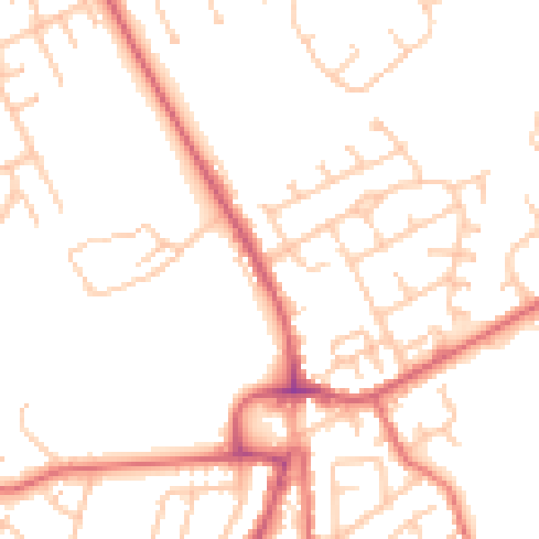 Daytime road noise heatmap for NE9 7JQ