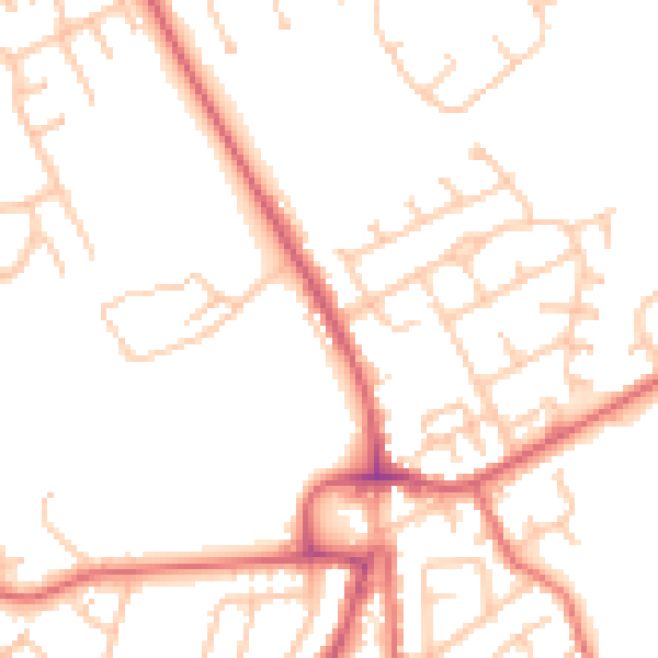Daytime road noise heatmap for NE9 7JT