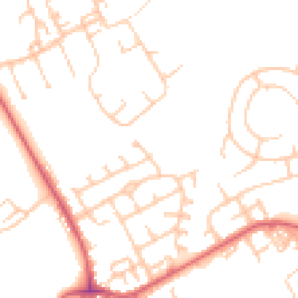 Daytime road noise heatmap for NE9 7LD