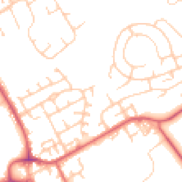Daytime road noise heatmap for NE9 7LE