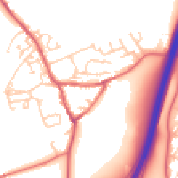 Daytime road noise heatmap for NE9 7PD