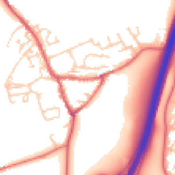 Daytime road noise heatmap for NE9 7PE