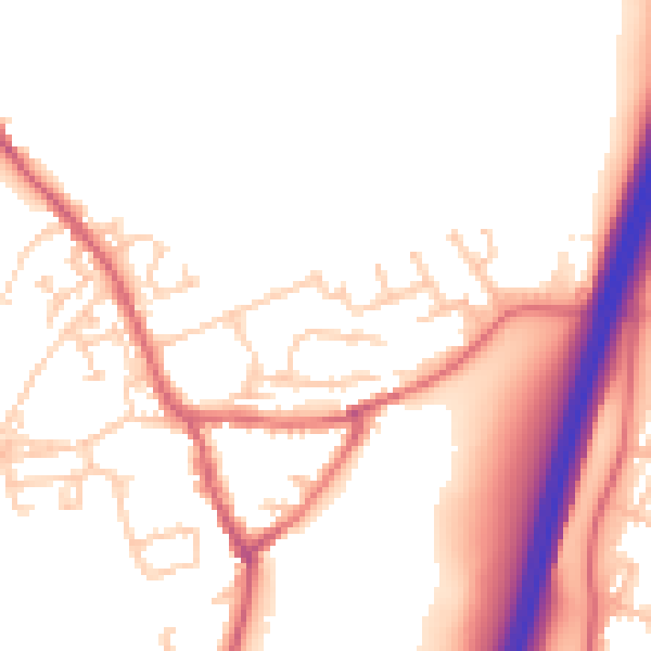 Daytime road noise heatmap for NE9 7PF