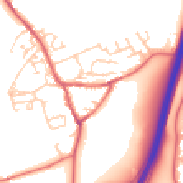 Daytime road noise heatmap for NE9 7PH
