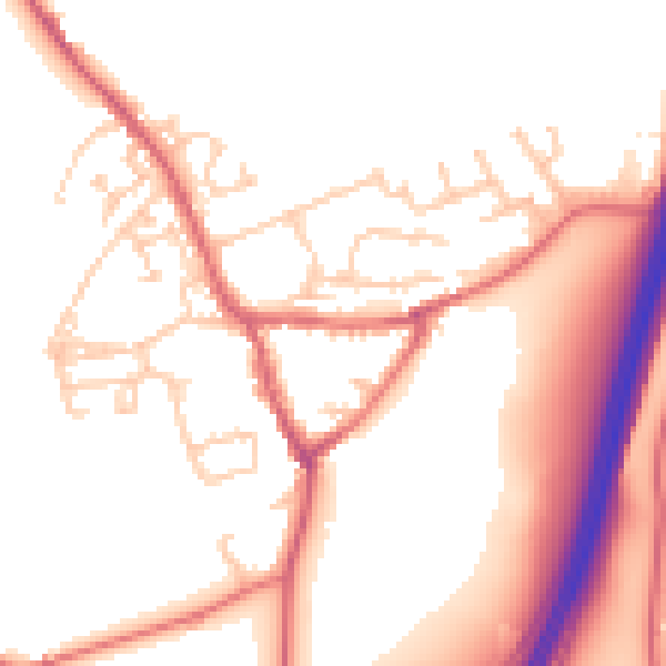 Daytime road noise heatmap for NE9 7PN