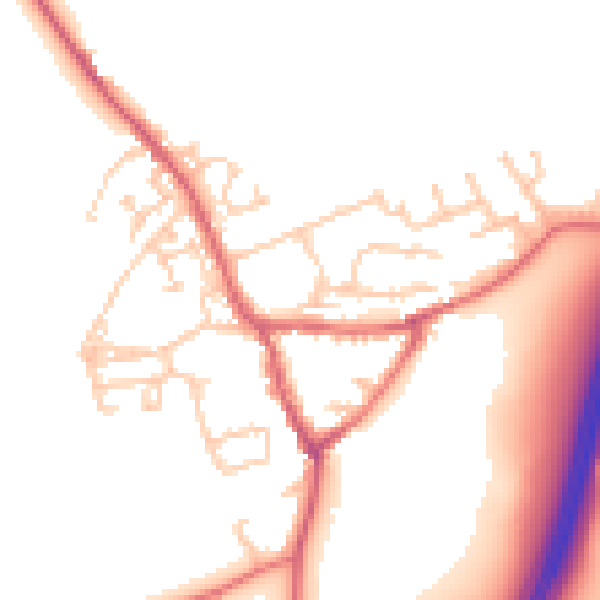 Daytime road noise heatmap for NE9 7PR