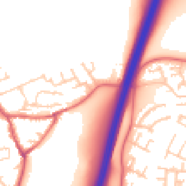 Daytime road noise heatmap for NE9 7PT
