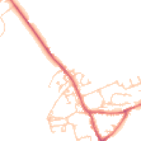 Daytime road noise heatmap for NE9 7QW