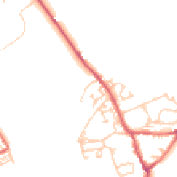 Daytime road noise heatmap for NE9 7RG