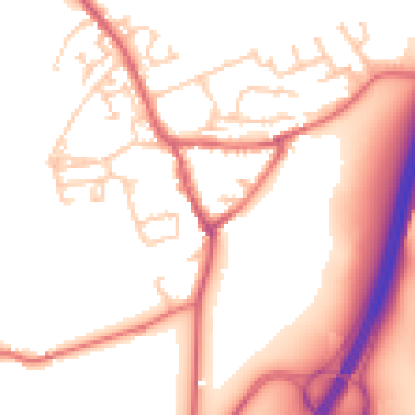 Daytime road noise heatmap for NE9 7RY