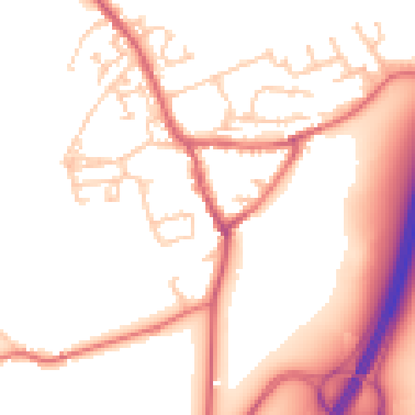Daytime road noise heatmap for NE9 7SA