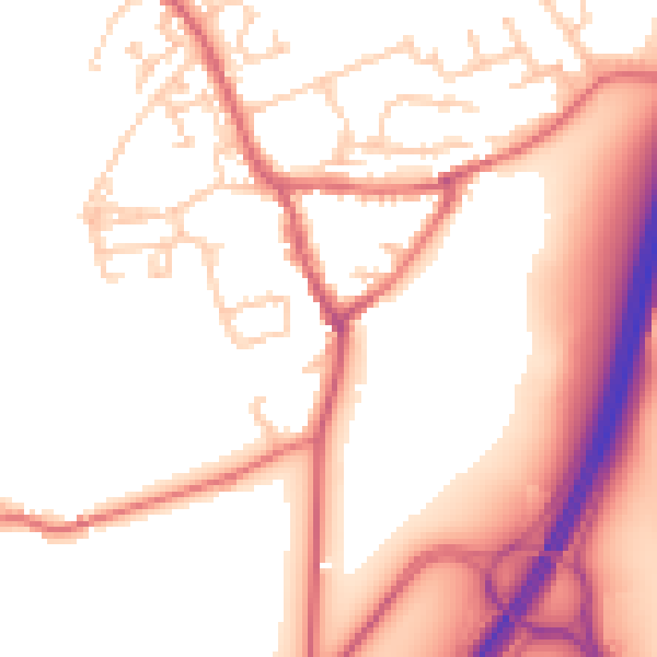 Daytime road noise heatmap for NE9 7SB