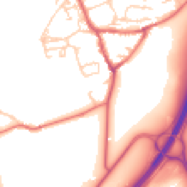 Daytime road noise heatmap for NE9 7SZ