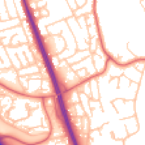 Daytime road noise heatmap for NE9 7TH