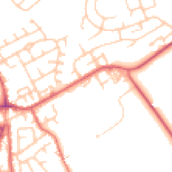 Daytime road noise heatmap for NE9 7UE