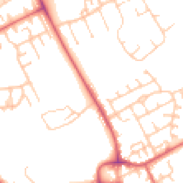 Daytime road noise heatmap for NE9 7UY