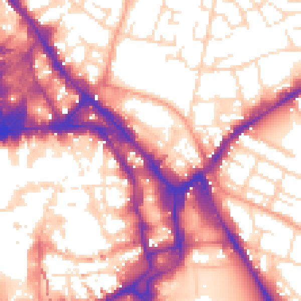 Daytime road noise heatmap for NG1 1AB