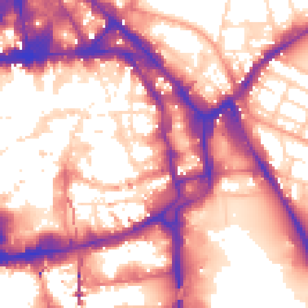 Daytime road noise heatmap for NG1 1AN