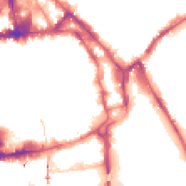 Night-time road noise heatmap for NG1 1AN