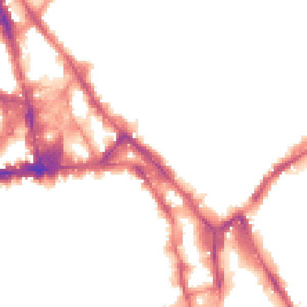 Night-time road noise heatmap for NG1 1AP
