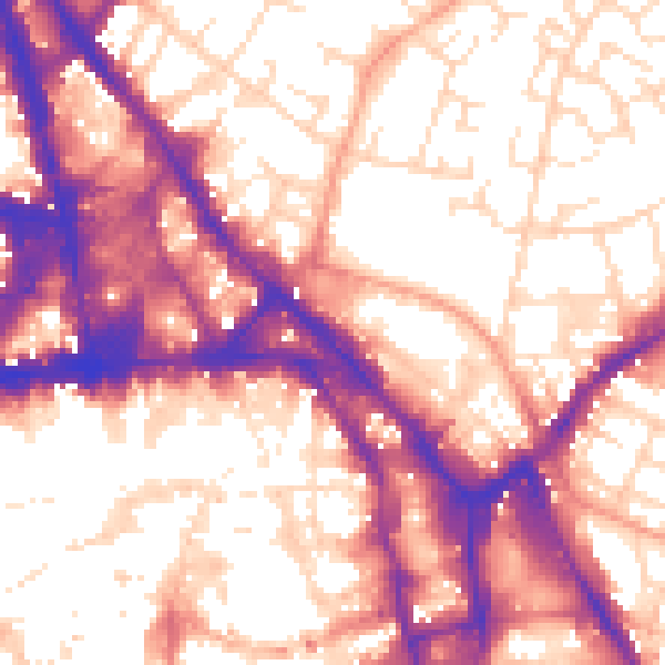 Daytime road noise heatmap for NG1 1AQ