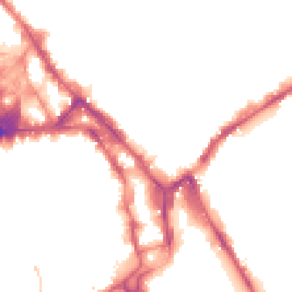 Night-time road noise heatmap for NG1 1BG