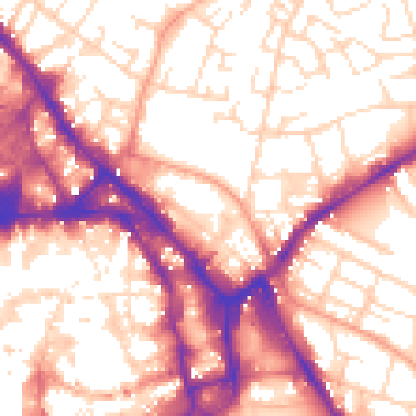 Daytime road noise heatmap for NG1 1BL