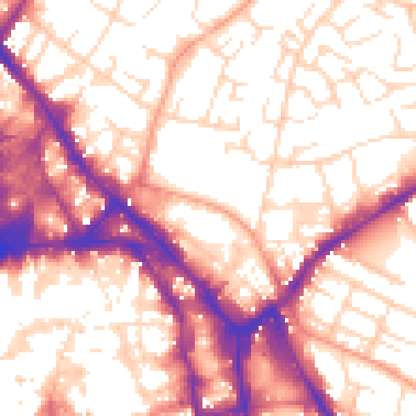 Daytime road noise heatmap for NG1 1DA