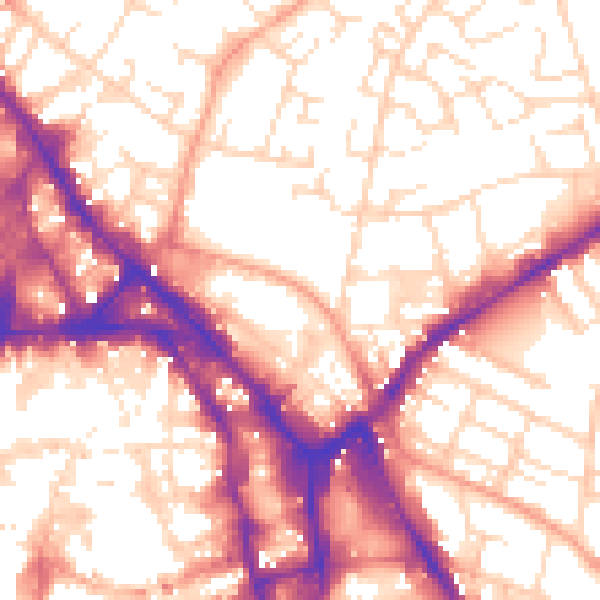 Daytime road noise heatmap for NG1 1DE