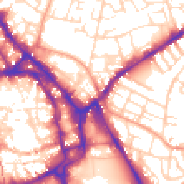 Daytime road noise heatmap for NG1 1DN