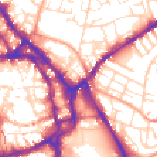 Daytime road noise heatmap for NG1 1DU